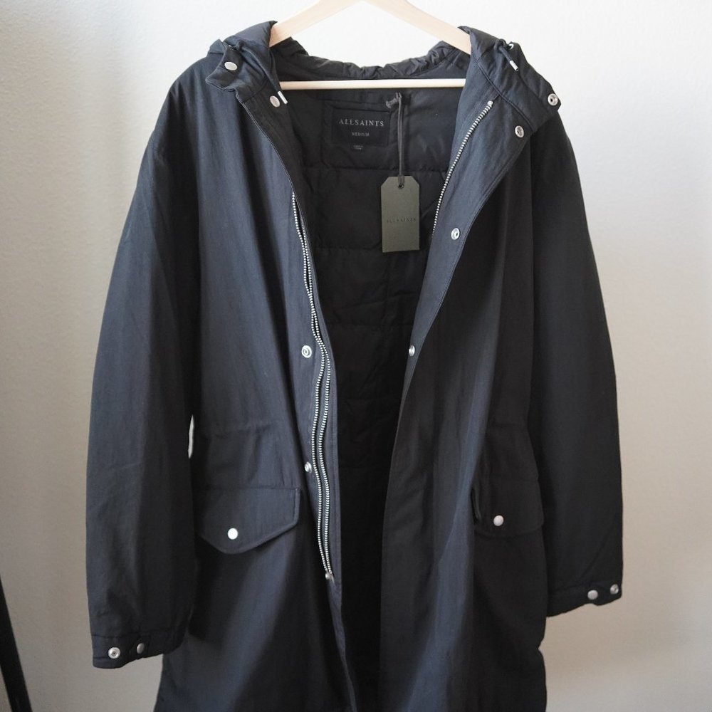 All Saints Alma Hooded Parka - Black Jacket (Men)